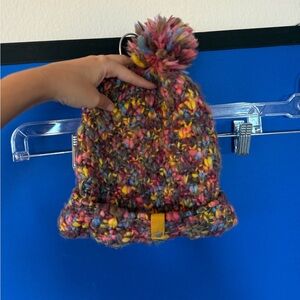 Multicolor Knit Pom-Pom Beanie